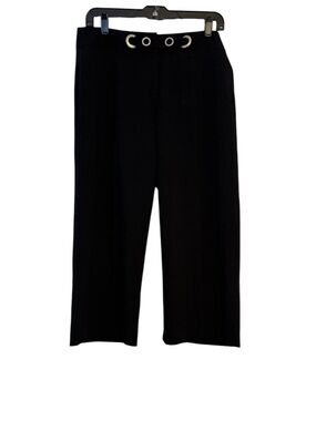 Larry Levine Black Belted Stretch Pleated Office Dress Pants Size 10
